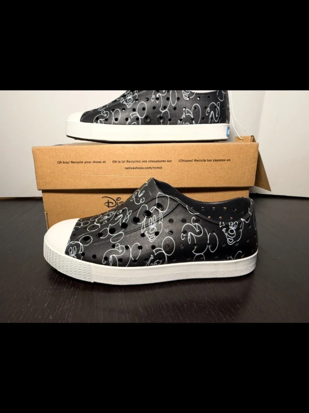 Native Jefferson Print Shoes Black/White/Mickey Doodle Little Kids/Toddler C11